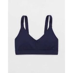 ✨Aerie Offline Navy Blue Seamless Lightly Lined V‎ Neck Sports Bra XL